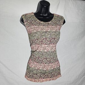 Vintage 90s lace striped whimsigoth cottage sleeveless blouse